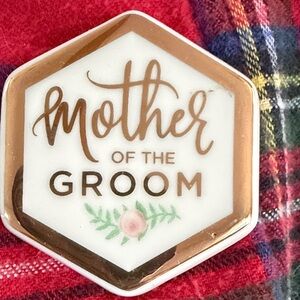 Wedding Bridal Pin Mother of the Groom White & Rose Gold